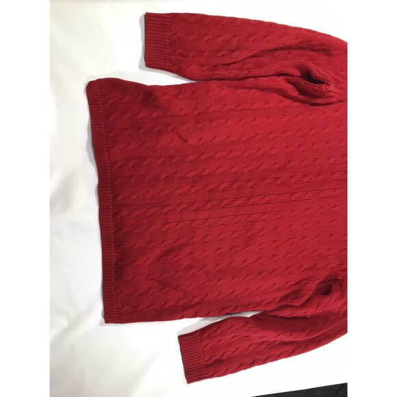 Lauren Ralph Lauren Sweater Woman 2X Red Cable Knit Tunic V Neck - Picture 6 of 7